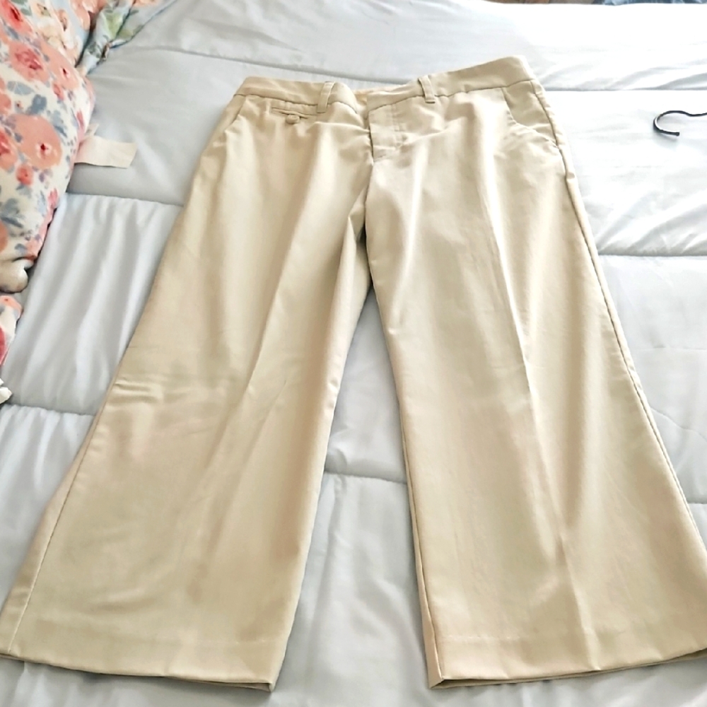 Cherokee Beige Cotton Pants Petite Size 10 25" Inseem These Have Been Hemmed.